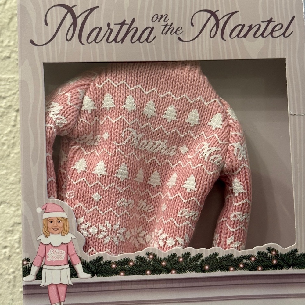 Martha on the Mantle Pink and White Knit Sweater Christmas Ornament NEW - Picture 5 of 6